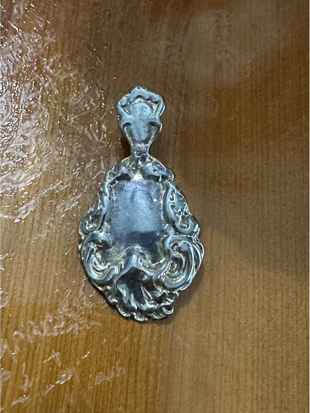 90s Repoussé Mirror Pendant Silver Tone Ornate Victorian Revival Premier Designs